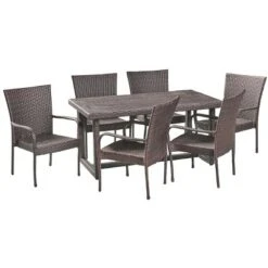 Melville 7pc Wicker Dining Set - Brown - Christopher Knight Home