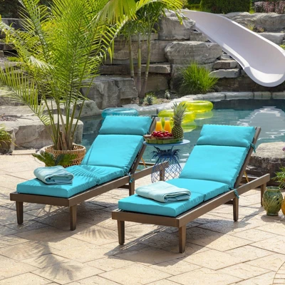 Arden Selections 29.5" X 21" Leala Texture Outdoor Chaise Lounge Cushion Pool Blue 5 Arden Selections 29.5" X 21" Leala Texture Outdoor Chaise Lounge Cushion Pool Blue - Image 3