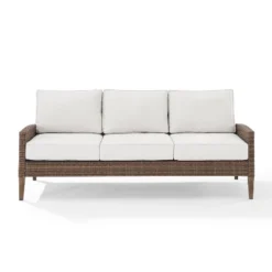 Capella Outdoor Wicker Sofa - Cream/Brown - Crosley 16 Capella Outdoor Wicker Sofa - Cream/Brown - Crosley -Sunnydaze Decor Store GUEST a89df60e 0231 485b 9a96 0aae995b53e9