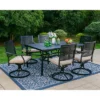 7pc Outdoor Dining Set With Steel Swivel Chairs & Large Rectangle Metal Table With Umbrella Hole - Black - Captiva Designs 2 7pc Outdoor Dining Set With Steel Swivel Chairs & Large Rectangle Metal Table With Umbrella Hole - Black - Captiva Designs -Sunnydaze Decor Store GUEST a8d07246 ce2c 4822 8543 264d259c25c3