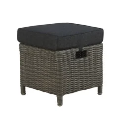 Asti Wicker Outdoor 15" Square Ottomans With Cushions - Gray - Alaterre Furniture -Sunnydaze Decor Store GUEST a8ed0eba 82a8 4316 aadb f54195c219cf