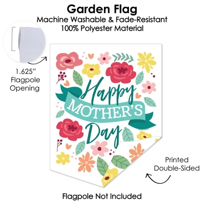 Big Dot Of Happiness Colorful Floral Happy Mother's Day - Outdoor Home Decorations - Double-Sided We Love Mom Party Garden Flag - 12 X 15.25 Inches 4 Big Dot Of Happiness Colorful Floral Happy Mother's Day - Outdoor Home Decorations - Double-Sided We Love Mom Party Garden Flag - 12 X 15.25 Inches - Image 2
