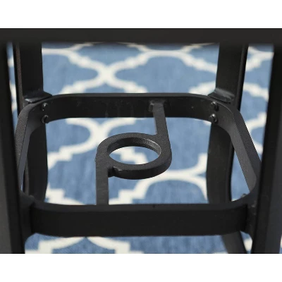 Outdoor Cast Aluminum Table With 1.97" Umbrella Hole - Brown - Captiva Designs 5 Outdoor Cast Aluminum Table With 1.97" Umbrella Hole - Brown - Captiva Designs - Image 3