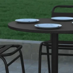 Emma And Oliver 31.5'' Round Aluminum Indoor-Outdoor Table With Base -Sunnydaze Decor Store GUEST aa098d10 1311 4469 89f9 3e3aaae1f527