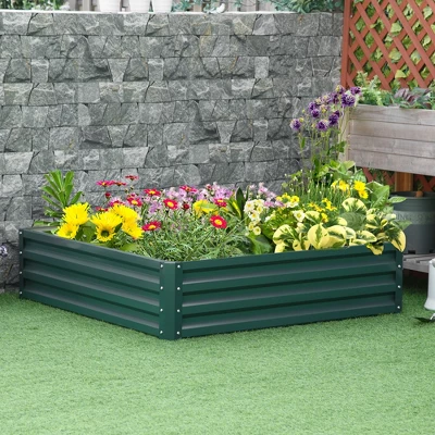 Outsunny 4' X 4' X 1' Galvanized Raised Garden Bed, Planter Raised Bed With Steel Frame For Vegetables, Flowers, Plants And Herbs 4 Outsunny 4' X 4' X 1' Galvanized Raised Garden Bed, Planter Raised Bed With Steel Frame For Vegetables, Flowers, Plants And Herbs - Image 2