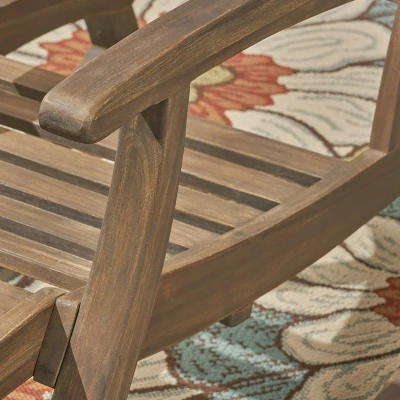 Sunview 2pk Acacia Wood Recliner Rocking Chairs - Gray - Christopher Knight Home 5 Sunview 2pk Acacia Wood Recliner Rocking Chairs - Gray - Christopher Knight Home - Image 3