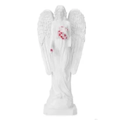 Techko Maid Resin/ABS Guardian Angel Closed Solar Outdoor Garden Statue Decor With Spotlight