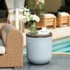 LuxenHome Gray And Brown MgO Round Side Table