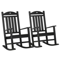 Outsunny 2 Pc Outdoor Rocking Chair, Traditional Slatted Porch Rocker With Armrests, Waterproof HDPE, Black 9 Outsunny 2 Pc Outdoor Rocking Chair, Traditional Slatted Porch Rocker With Armrests, Waterproof HDPE, Black -Sunnydaze Decor Store GUEST aa64e5bf 5665 40e7 9e47 7e65f94df0aa