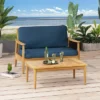 2pc Willowbrook Patio Acacia Wood Loveseat Set With Coffee Table - Teak/Dark Teal - Christopher Knight Home -Sunnydaze Decor Store GUEST ab2bc29d ae8f 42ae 8f83 df1e9efde5ea