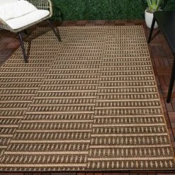 Shifted Geo Stripe Outdoor Rug Tan - Project 62™