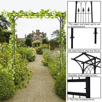 Costway Garden Wedding Rose Arch Pergola Archway Flowers Climbing Plants Trellis Metal 5 Costway Garden Wedding Rose Arch Pergola Archway Flowers Climbing Plants Trellis Metal - Image 3