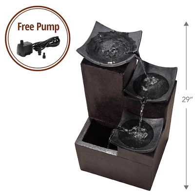 Teamson Home Outdoor Modern Stone-Look 4-Tier Floor Fountain, Brown 5 Teamson Home Outdoor Modern Stone-Look 4-Tier Floor Fountain, Brown - Image 3