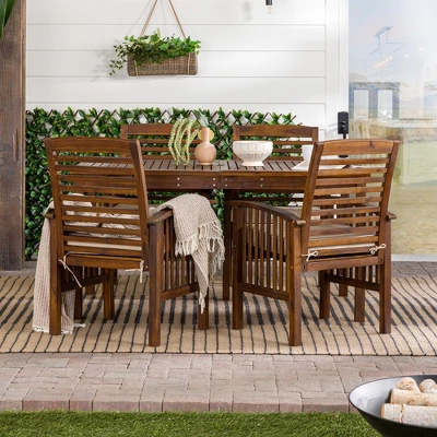 Ravenscroft 5pc Acacia Wood Patio Dining Set - Saracina Home 5 Ravenscroft 5pc Acacia Wood Patio Dining Set - Saracina Home - Image 3