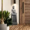 LuxenHome Gray Resin Meditating Buddha On Column Outdoor Fountain With LED Light -Sunnydaze Decor Store GUEST ac8f7301 1efb 4e6b 9a11 baa0fd40cf3b