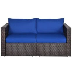 Costway 4PCS Patio Rattan Corner Sofa Sectional Furniture Set Navy Cushion -Sunnydaze Decor Store GUEST ad14ec10 7c3f 45dd 9f48 62ab787abc1c