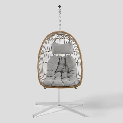 Toluca Hanging Outdoor Boho Egg Chair With Cushion - Saracina Home 11 Toluca Hanging Outdoor Boho Egg Chair With Cushion - Saracina Home - Image 9