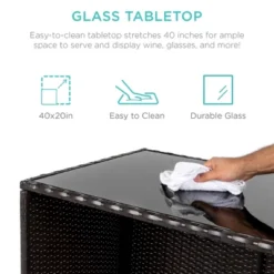 Best Choice Products 3-Piece All-Weather Wicker Bar Table Set For Patio, Backyard W/ 2 Stools, Glass Tabletop - Brown -Sunnydaze Decor Store GUEST ad8f0cdc bd88 4437 a217 901692e0f707