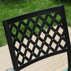 5pc Patio Set With 37" Square Metal Gridded Table With Umbrella Hole & Arm Chairs - Captiva Designs -Sunnydaze Decor Store GUEST adb1c072 e8f1 48b1 8adc 37608a4fb1a9