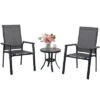 3pc Patio Dining Set With Small Round Table & Lightweight Sling Chairs - Captiva Designs