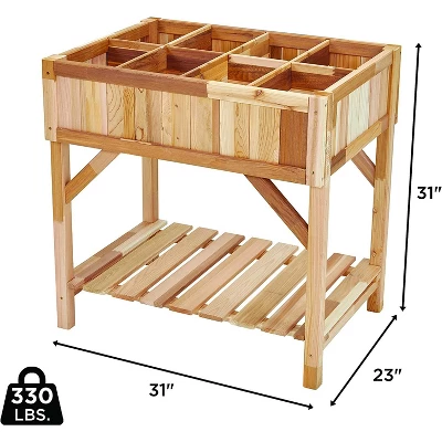 Jumbl Cedar Wood Raised Garden Bed & Herb Planter Box, 31" X 23" X 31" 3 Jumbl Cedar Wood Raised Garden Bed & Herb Planter Box, 31" X 23" X 31"
