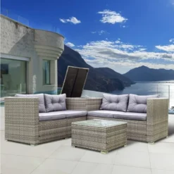 4pc Wicker Patio Seating Set With Cushions - Gray - GODEER 33 4pc Wicker Patio Seating Set With Cushions - Gray - GODEER -Sunnydaze Decor Store GUEST af0dee47 1e7f 4a6f 90e4 95938824b2aa