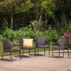 Mirage 4pk Wicker Stacking Chairs - Brown - Christopher Knight Home