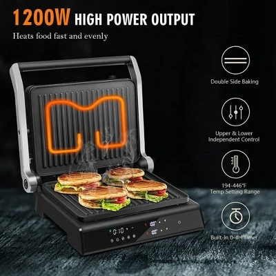 Costway Electric Panini Press Grill 1200W Sandwich Maker With Independent Temperature Control & Removable Drip Tray 7 Costway Electric Panini Press Grill 1200W Sandwich Maker With Independent Temperature Control & Removable Drip Tray - Image 5