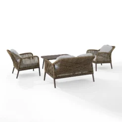 Haven 4pc Outdoor Wicker Conversation Set - Light Gray - Crosley 22 Haven 4pc Outdoor Wicker Conversation Set - Light Gray - Crosley -Sunnydaze Decor Store GUEST afd1c168 07bc 49e0 aeb3 a1be7d39a5f4