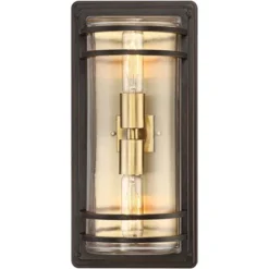 John Timberland Habitat Modern Outdoor Wall Light Fixture Bronze Warm Brass 16" Clear Glass For Post Exterior Barn Deck House Porch Yard Patio Home -Sunnydaze Decor Store GUEST b00b08a9 d0e7 4c9e b16f 806ceb1be72c