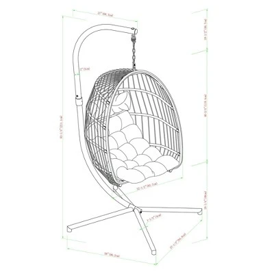 Toluca Hanging Outdoor Boho Egg Chair With Cushion - Saracina Home 7 Toluca Hanging Outdoor Boho Egg Chair With Cushion - Saracina Home - Image 5