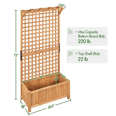 Yaheetech 72"H Wood Planter Raised Bed With Trellis Light Brown 4 Yaheetech 72"H Wood Planter Raised Bed With Trellis Light Brown - Image 2