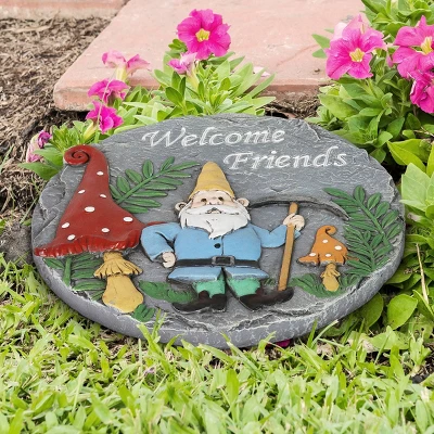 Welcome Friends Garden Gnome Stone - Exhart 8 Welcome Friends Garden Gnome Stone - Exhart - Image 6