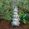 23" Magnesium Oxide Solar Three Stack Frogs With LED Light Statue - Alpine Corporation