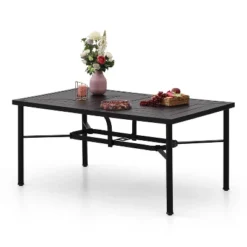 7pc Outdoor Dining Set With 6 Chairs With Seat & Back Cushions & Metal Rectangle Table With Umbrella Hole - Captiva Designs 30 7pc Outdoor Dining Set With 6 Chairs With Seat & Back Cushions & Metal Rectangle Table With Umbrella Hole - Captiva Designs -Sunnydaze Decor Store GUEST b140e780 5556 4171 b098 1213f5abbf3d