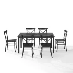 Astrid 7pc Outdoor Metal Dining Set - Matte Black - Crosley -Sunnydaze Decor Store GUEST b1657e36 9a25 473b be30 e741e81d2e80