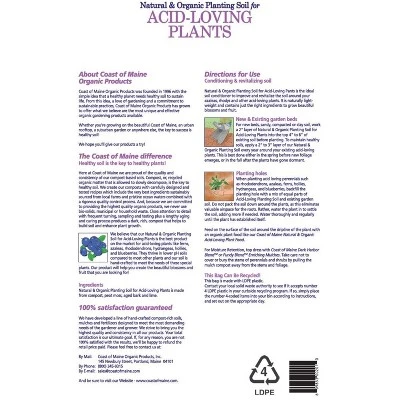 Coast Of Maine Organic Natural Garden Compost Potting Planting Soil Blend For Acid Loving Plants, Bushes, And Flowers, 20 Quart Bag (2 Pack) 5 Coast Of Maine Organic Natural Garden Compost Potting Planting Soil Blend For Acid Loving Plants, Bushes, And Flowers, 20 Quart Bag (2 Pack) - Image 3