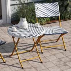 Emma And Oliver Three Piece Folding French Bistro Set In PE Rattan With Metal Frames For Indoor And Outdoor Use 20 Emma And Oliver Three Piece Folding French Bistro Set In PE Rattan With Metal Frames For Indoor And Outdoor Use -Sunnydaze Decor Store GUEST b1c6e330 b27b 499b 8075 ec627676015b