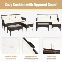 Tangkula 3 PCS Patio Furniture Set Outdoor All Weather Wicker Conversation Set W/Cushioned Ottoman & Side Table -Sunnydaze Decor Store GUEST b213d59e c8da 4b8e bb04 85c624d9a4b3