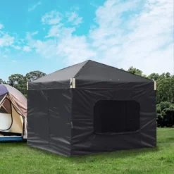 Aoodor 10' X 10' Pop Up Canopy Tent With Removable Mesh Window Sidewalls, Portable Instant Shade Canopy With Roller Bag