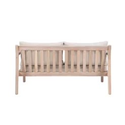 Linon Melita Acacia Two Seater Sofa Beige/White -Sunnydaze Decor Store GUEST b44a19f0 b3ac 4371 a338 17d1be296197