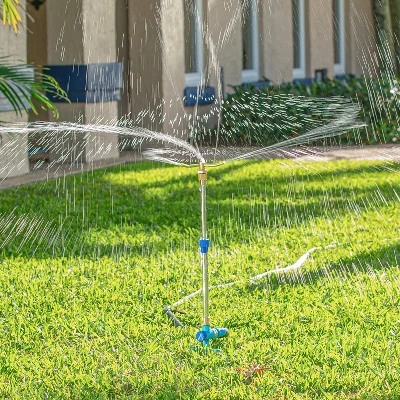 Aqua Joe AJ-ISTAS 3-Arm Brass Rotary 360-Degree Telescoping Sprinkler | Telescoping | 1390 Sq Ft Max Coverage 5 Aqua Joe AJ-ISTAS 3-Arm Brass Rotary 360-Degree Telescoping Sprinkler | Telescoping | 1390 Sq Ft Max Coverage - Image 3