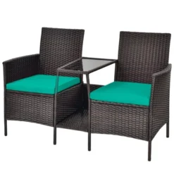 Tangkula Patio Loveseat 2 Person Cushioned Seats With Center Table Outdoor Rattan Furniture Set Turquoise/ Red 18 Tangkula Patio Loveseat 2 Person Cushioned Seats With Center Table Outdoor Rattan Furniture Set Turquoise/ Red -Sunnydaze Decor Store GUEST b45ce997 2ac0 434f b8eb 61fdc4b29f33
