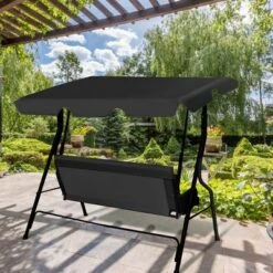 Costway Patio 3 Seats Canopy Swing Glider Hammock Cushioned Steel Frame Outdoor -Sunnydaze Decor Store GUEST b5da9f10 b08e 4543 83bc d45e5cc36702