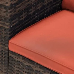 6pc Wicker Outdoor Conversation Set With Cushions - Orange - EDYO LIVING -Sunnydaze Decor Store GUEST b8d4807d e00f 4193 8123 2d3564b10d24