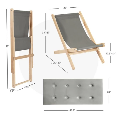 Costway Set Of 2 Foldable Wood Sling Beech Chairs W/ 3 Adjustable Positions&Free Cushion 4 Costway Set Of 2 Foldable Wood Sling Beech Chairs W/ 3 Adjustable Positions&Free Cushion - Image 2