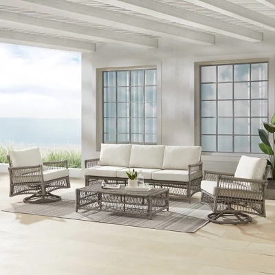4pc Thatcher Outdoor Steel Seating Set Creme/Driftwood - Crosley 5 4pc Thatcher Outdoor Steel Seating Set Creme/Driftwood - Crosley - Image 3