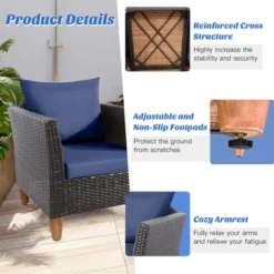 Costway 3PCS Patio Wicker Rattan Sofa Set Furniture Acacia Wood Conversation -Sunnydaze Decor Store GUEST ba21bdfc 8093 47e4 88b2 7e6a19e61432