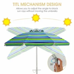 Costway 6.5FT Patio Beach Umbrella Sun Shade Tilt W/Carry Bag Turquoise -Sunnydaze Decor Store GUEST ba97f413 0174 4dcc 9e0b a244c6f819ed