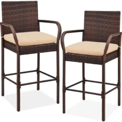 Best Choice Products Set Of 2 Wicker Bar Stools W/ Cushion, Footrests, Armrests For Patio, Pool, Deck 16 Best Choice Products Set Of 2 Wicker Bar Stools W/ Cushion, Footrests, Armrests For Patio, Pool, Deck -Sunnydaze Decor Store GUEST bb1d1f12 e2b2 481f 818b aa0b45e4faf9